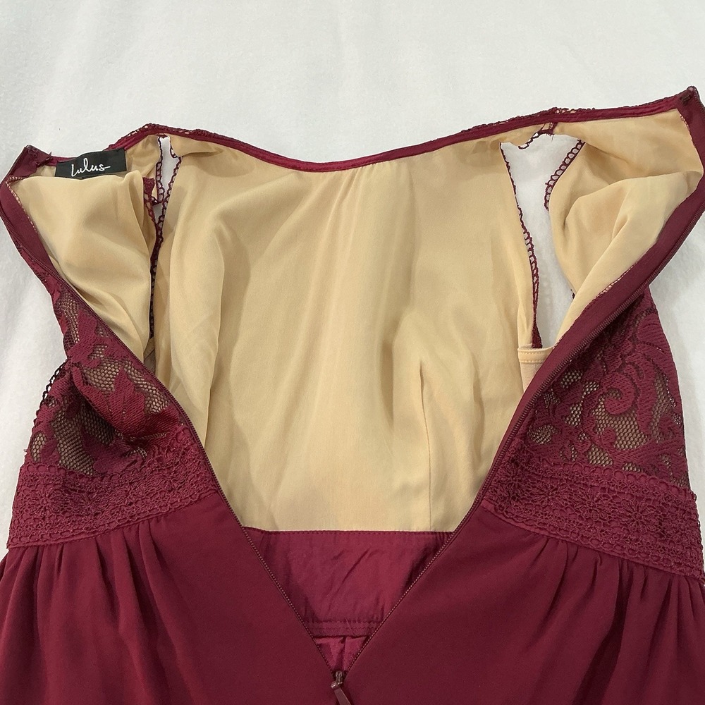 Lulus Forever Always Burgundy Lace Maxi Formal Wedding Dress Size L NEW W/‎ TAGS - Picture 11 of 15